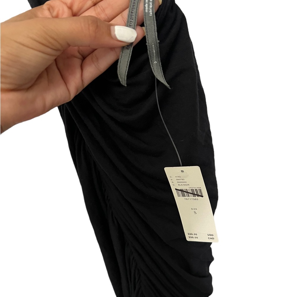 NWT ANTHROPOLOGIE Black Cut Out Ruched Black Dress - Picture 3 of 6